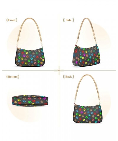 Paw Print Shoulder Bag for Women Small Purse Clutch Purse Sling Bag with Chain Strap for Women Girl $15.29 Shoulder Bags