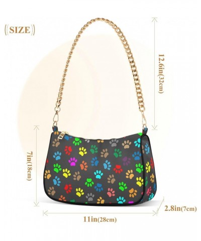 Paw Print Shoulder Bag for Women Small Purse Clutch Purse Sling Bag with Chain Strap for Women Girl $15.29 Shoulder Bags