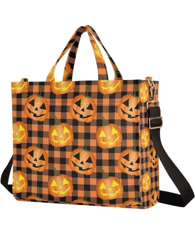 Halloween Pumpkins Plaid Tote Bag for Women Corduroy Satchel Purses and Shoulder Bags for Office Birthday Gifts Multi $9.90 T...