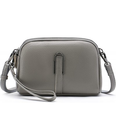 Crossbody Bags for Women Small Genuine Leather Shoulder Purse Cross Body Bag with Wristlet Top Zipper Type 3 Grey $8.80 Cross...