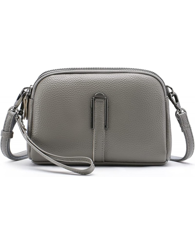 Crossbody Bags for Women Small Genuine Leather Shoulder Purse Cross Body Bag with Wristlet Top Zipper Type 3 Grey $8.80 Cross...