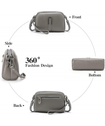 Crossbody Bags for Women Small Genuine Leather Shoulder Purse Cross Body Bag with Wristlet Top Zipper Type 3 Grey $8.80 Cross...