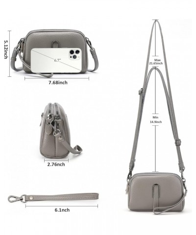 Crossbody Bags for Women Small Genuine Leather Shoulder Purse Cross Body Bag with Wristlet Top Zipper Type 3 Grey $8.80 Cross...