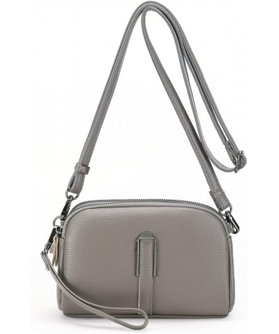 Crossbody Bags for Women Small Genuine Leather Shoulder Purse Cross Body Bag with Wristlet Top Zipper Type 3 Grey $8.80 Cross...