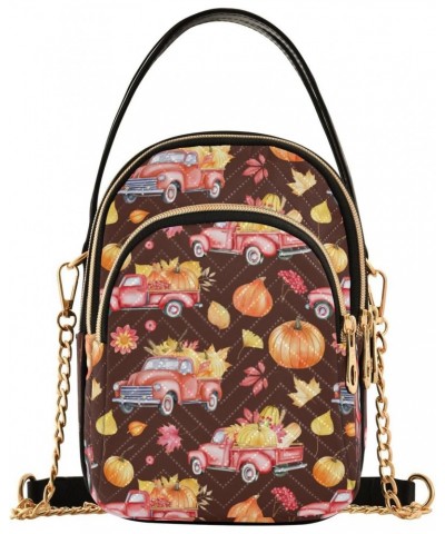 Fall Maple Pumpkin Car Thanksgiving Crossbody Bags for Women Crossbody Bag Fashion Tote with Chain Strap for Gifts $11.96 Totes