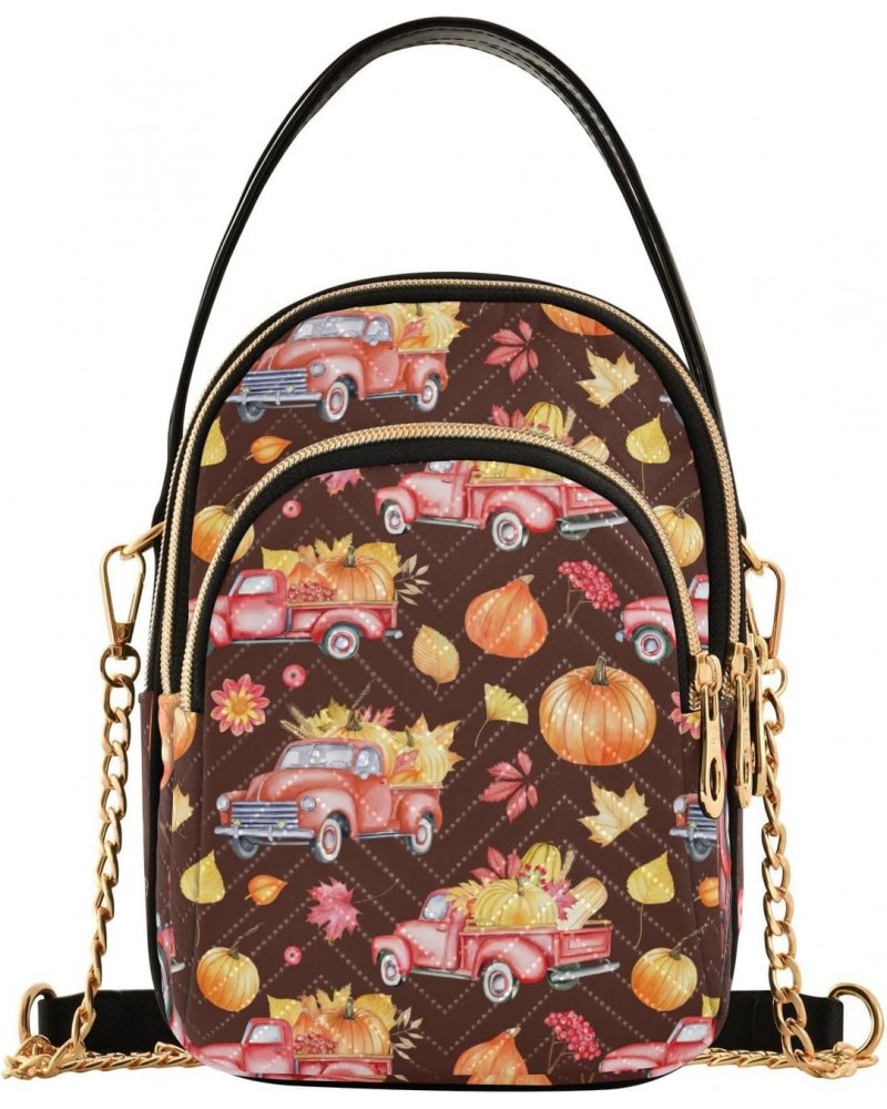 Fall Maple Pumpkin Car Thanksgiving Crossbody Bags for Women Crossbody Bag Fashion Tote with Chain Strap for Gifts $11.96 Totes