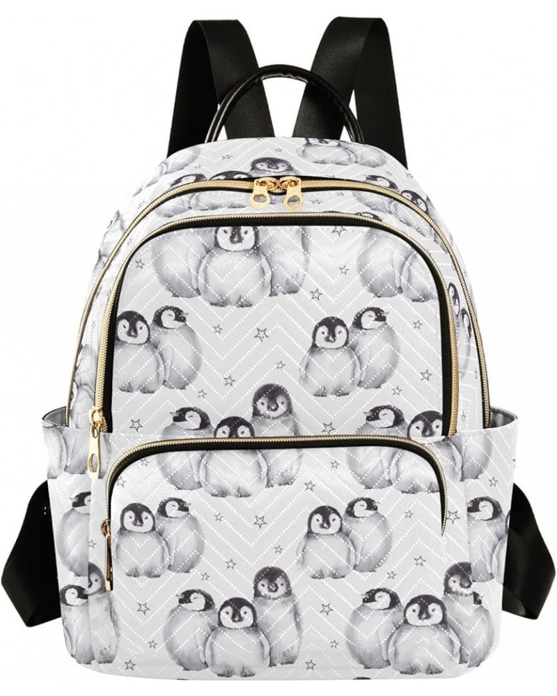 Mini Backpack for Women, Cute Penguin Star White Travel Backpack Purse for Ladies, Small Bookbag Daypack Shoulder Bag M Multi...