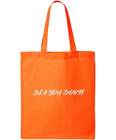 Sea You Soon Cotton Canvas Tote Bag Orange $9.03 Handbags