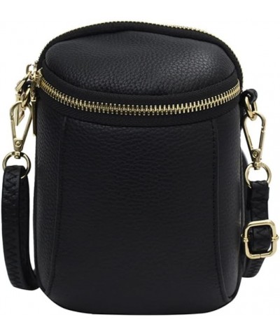 Genuine Leather Mini Crossbody Bag for Women Small Size Mobile Phone Cluth Wallet Black $15.91 Totes