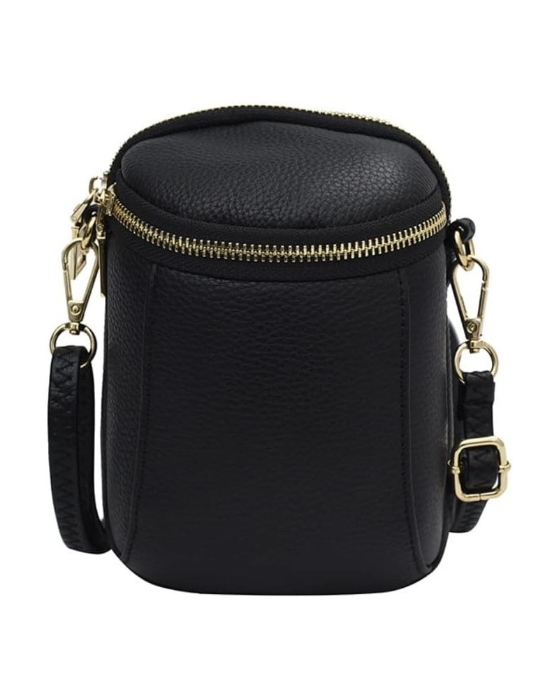 Genuine Leather Mini Crossbody Bag for Women Small Size Mobile Phone Cluth Wallet Black $15.91 Totes