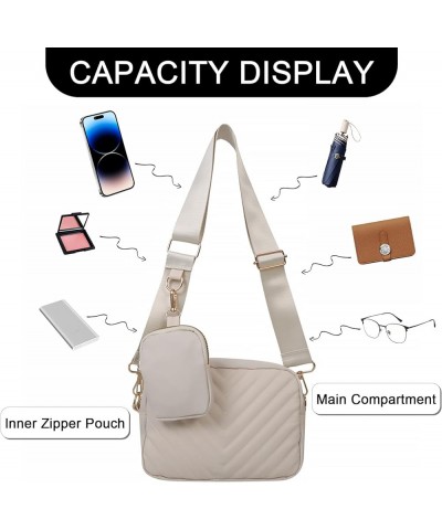 Quilted Crossbody Bag for Women, Trendy Square Crossbody Bags with Coin Purse, Shoulder Handbags Side Purse White $11.21 Cros...