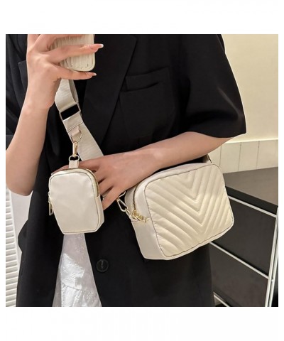 Quilted Crossbody Bag for Women, Trendy Square Crossbody Bags with Coin Purse, Shoulder Handbags Side Purse White $11.21 Cros...