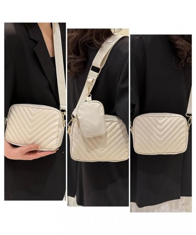 Quilted Crossbody Bag for Women, Trendy Square Crossbody Bags with Coin Purse, Shoulder Handbags Side Purse White $11.21 Cros...