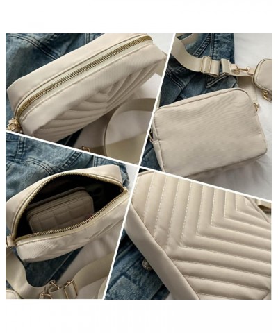 Quilted Crossbody Bag for Women, Trendy Square Crossbody Bags with Coin Purse, Shoulder Handbags Side Purse White $11.21 Cros...