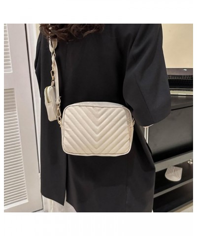 Quilted Crossbody Bag for Women, Trendy Square Crossbody Bags with Coin Purse, Shoulder Handbags Side Purse White $11.21 Cros...