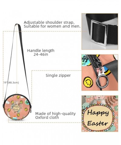 Happy Easter Rabbit Shoulder Bags Pouch Crossbody Purse Wallet Clutch Bag for Women with Adjustable Strap 7x1.8 in Multicolou...