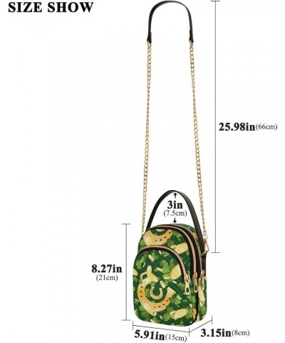 St Patricks Coins Clover Crossbody Bags for Women Quilted Shoulder Bag Handbag with Chain Strap Golden Horseshoes Trendy Cros...