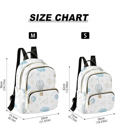 Hot Air Balloons Sky Clouds Moon Mini Backpack Purse for Women, Travel Backpack Fashion Backpack Handbag Shoulder Bag Small C...