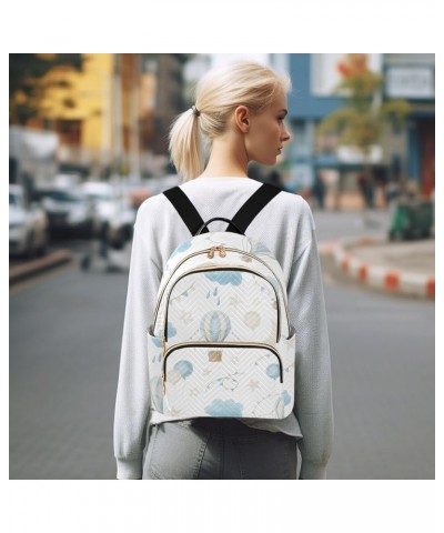 Hot Air Balloons Sky Clouds Moon Mini Backpack Purse for Women, Travel Backpack Fashion Backpack Handbag Shoulder Bag Small C...