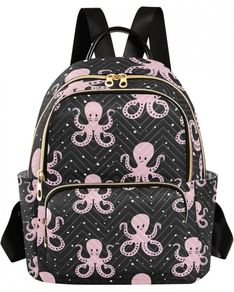 Small Backpack Purse for Women, Pink Octopus Travel Bag Casual Daypack Shoulder Bag Small $16.92 Backpacks