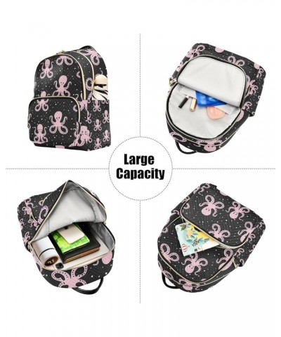 Small Backpack Purse for Women, Pink Octopus Travel Bag Casual Daypack Shoulder Bag Small $16.92 Backpacks