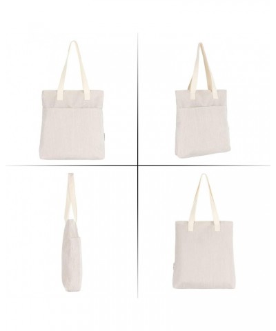 Corduroy Totes Bag Women Girls Corduroy Shoulder Bag Cute Cartoon Embroidery Casual Shoulder Tote Zipper+beige $9.50 Totes