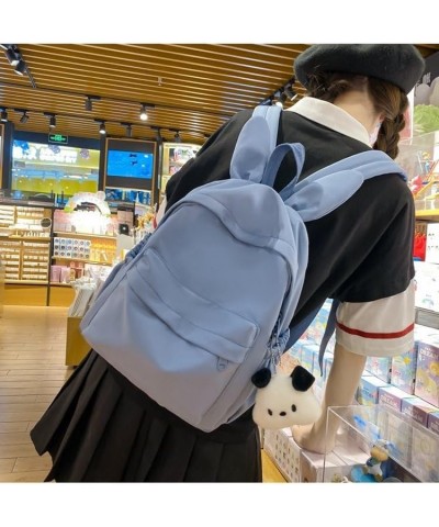 Cute backpack Simple large capacity bag for men and women (Off-white) Blue $34.29 Backpacks