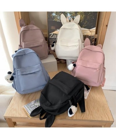 Cute backpack Simple large capacity bag for men and women (Off-white) Blue $34.29 Backpacks