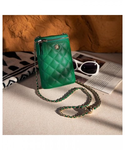 Small Crossbody Cell Phone Purse for Women Soft Chain Quilted Cellphone Wallet Bag E Cylinder Green $16.79 Crossbody Bags