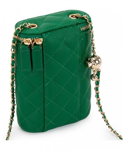 Small Crossbody Cell Phone Purse for Women Soft Chain Quilted Cellphone Wallet Bag E Cylinder Green $16.79 Crossbody Bags