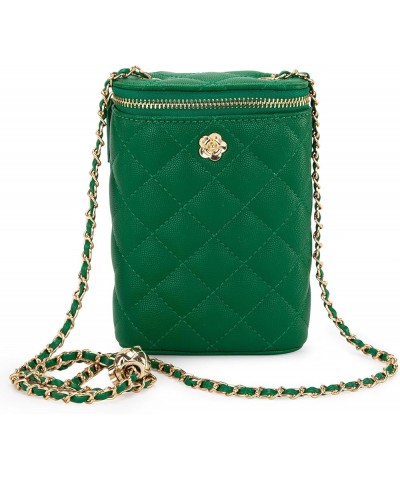 Small Crossbody Cell Phone Purse for Women Soft Chain Quilted Cellphone Wallet Bag E Cylinder Green $16.79 Crossbody Bags