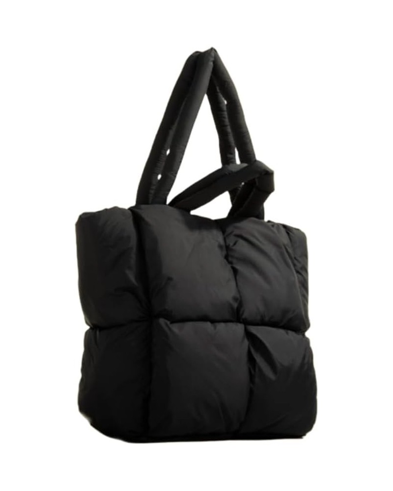 Quilted Puffer Tote Bag Luxury Quilted Tote Bag for Women Aesthetic Padded Bag Winter Purse Womens Tote Bags A02-black $15.84...