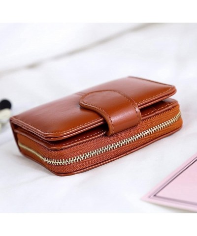 Card Wallets Ladies Wallet Small Leather Wallet Ladies Card Holder Ladies Clutch Ladies Wallet Wallet (Color : Red) Pink $27....