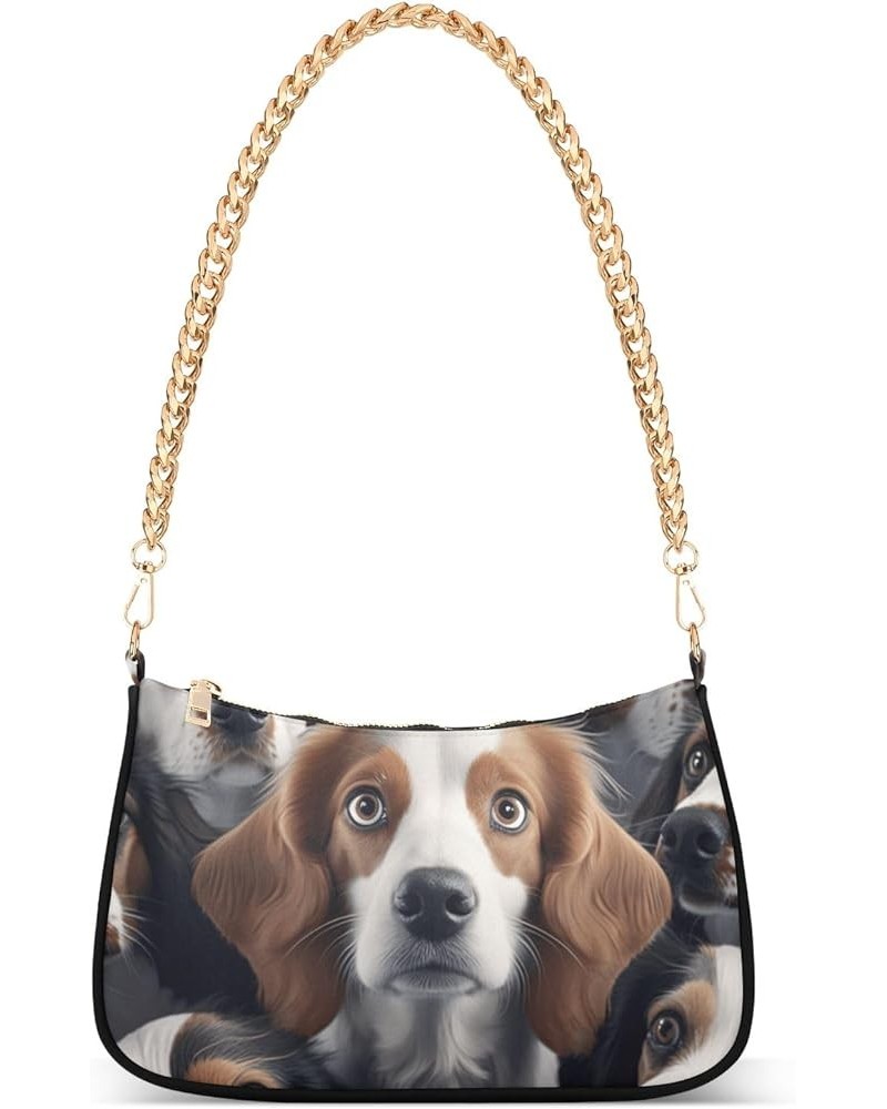 Cute Dogs Staring Womens Purses Chain Shoulder Bag Small with Zipper Cute Dogs Staring $15.11 Totes