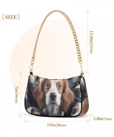 Cute Dogs Staring Womens Purses Chain Shoulder Bag Small with Zipper Cute Dogs Staring $15.11 Totes