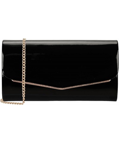 Faux Patent Leather Clutch Bag Women Evening Handbag Envelope Purse for Wedding Prom Party Black $12.40 Evening Bags