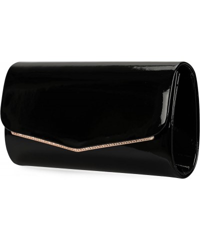 Faux Patent Leather Clutch Bag Women Evening Handbag Envelope Purse for Wedding Prom Party Black $12.40 Evening Bags