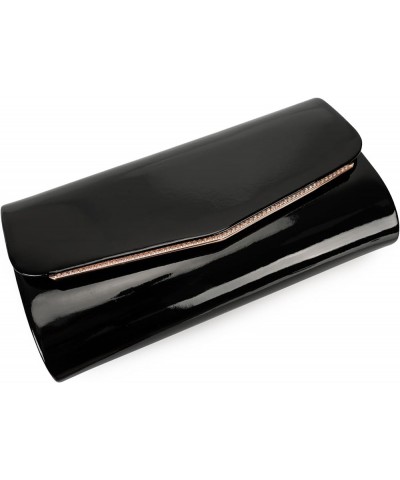 Faux Patent Leather Clutch Bag Women Evening Handbag Envelope Purse for Wedding Prom Party Black $12.40 Evening Bags