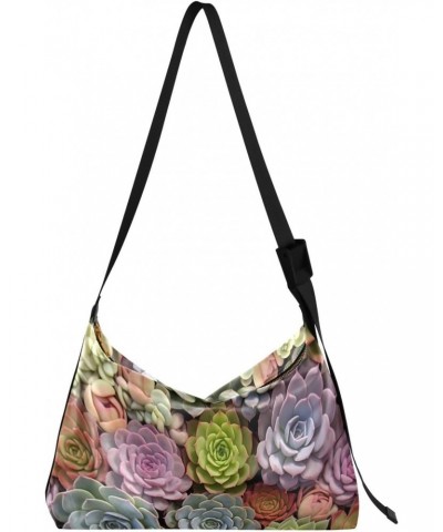 Flowers Succulents Cactus Colorful Tote Bag for Women Large Hobo Bags Cross Body Bag Tote Handbags with Adjustable Strap for ...