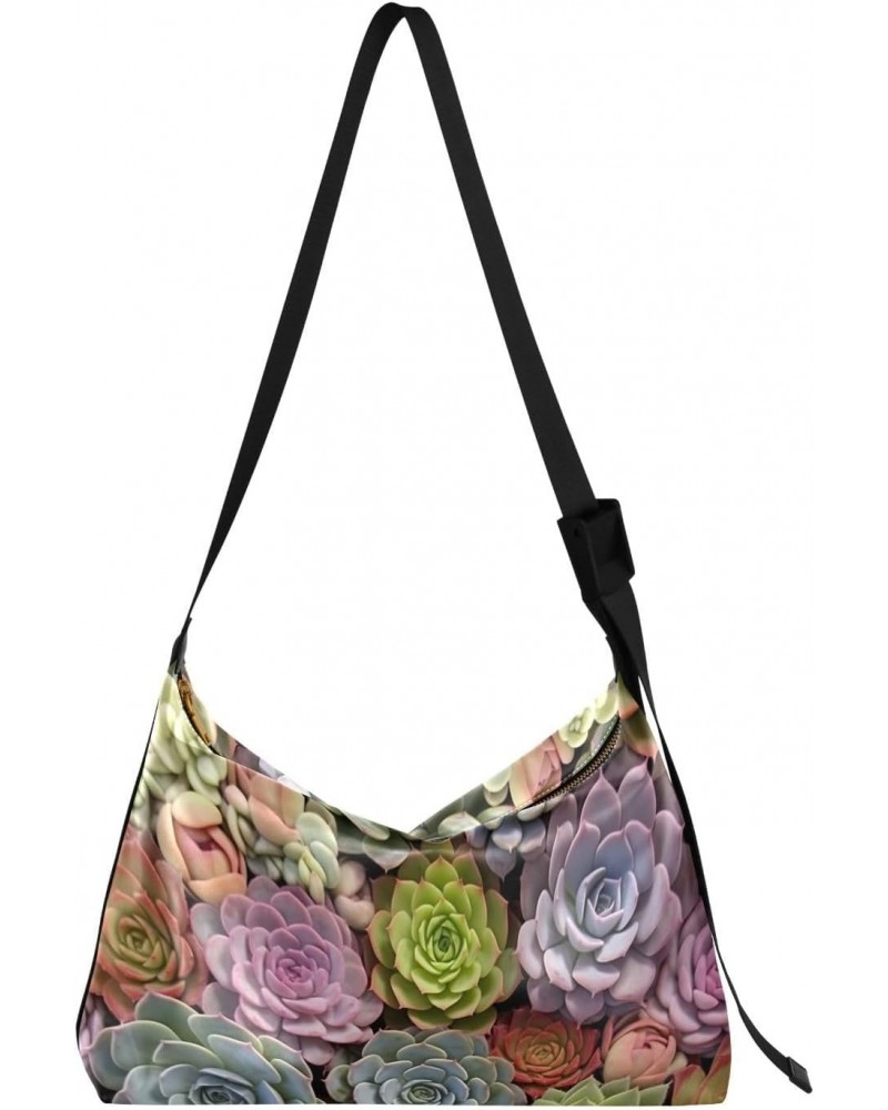 Flowers Succulents Cactus Colorful Tote Bag for Women Large Hobo Bags Cross Body Bag Tote Handbags with Adjustable Strap for ...