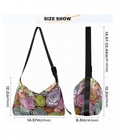 Flowers Succulents Cactus Colorful Tote Bag for Women Large Hobo Bags Cross Body Bag Tote Handbags with Adjustable Strap for ...