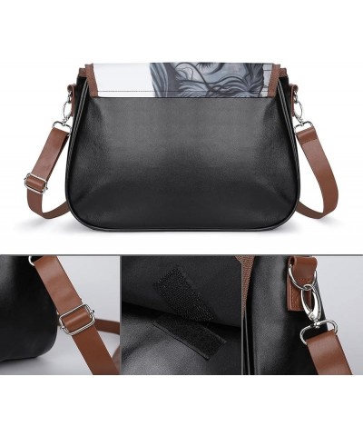 Leather Crossbody Bags for Women Designer Shoulder Messenger Bags with Printed Flap Hands Connected Color6 $21.50 Hobo Bags