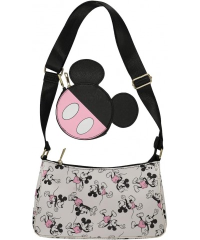 Disney Mickey Mouse Women's White Handbag With Removable Coin Purse $22.50 Crossbody Bags