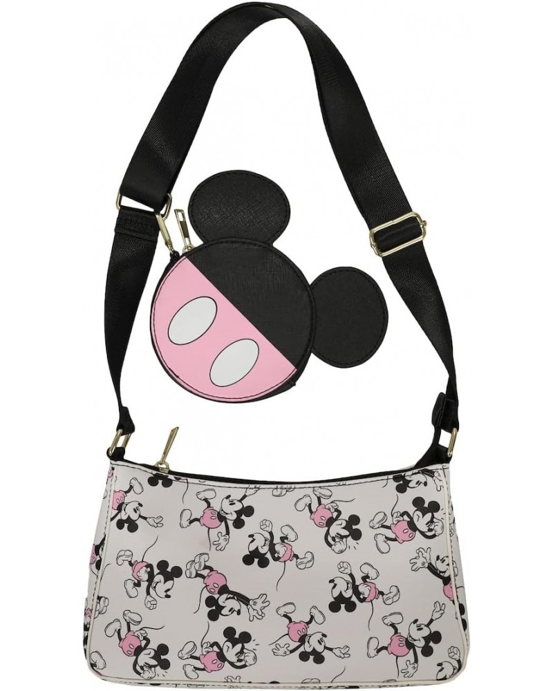 Disney Mickey Mouse Women's White Handbag With Removable Coin Purse $22.50 Crossbody Bags