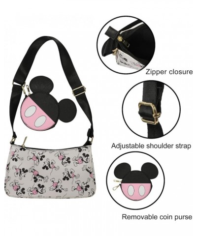 Disney Mickey Mouse Women's White Handbag With Removable Coin Purse $22.50 Crossbody Bags