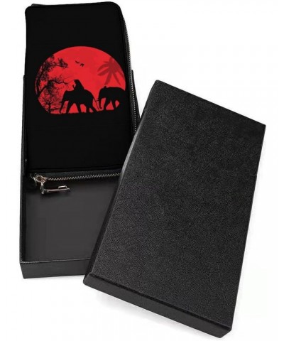 Elephants in Thailand Print Zip Coin Pocket Leather Wallet Vertical Long Wallet for Men Woman With Credit Card Holder $20.80 ...