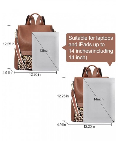 Womens Backpack Purse Fashion Leather Large Travel Bag Ladies Shoulder Bags Black Brown With Leopard Print1 $20.92 Backpacks