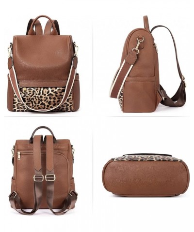 Womens Backpack Purse Fashion Leather Large Travel Bag Ladies Shoulder Bags Black Brown With Leopard Print1 $20.92 Backpacks