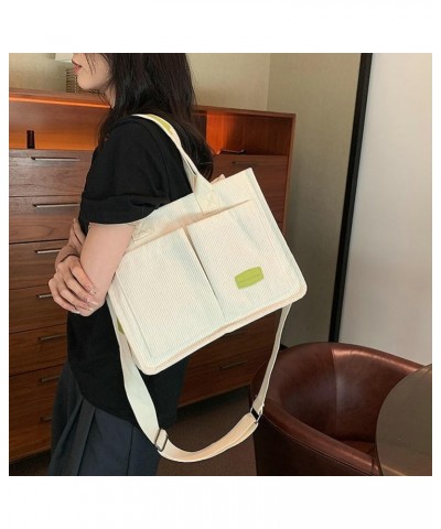 Tote Bag Women Corduroy Hobo Bag Satchel Bag College Bag Travel Bag Crossbody Bags Messenger Bag Tote Handbag 2024 B White Gr...