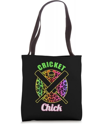 Cricket Chick Girl Leopard Bat Cricketer Women Cricket Tote Bag $15.07 Totes